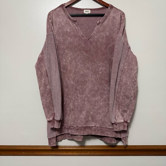 BKE Buckle Multi-Media Raw Hem Distressed Oversized Sweatshirt Women's Small - Picture 3 of 12